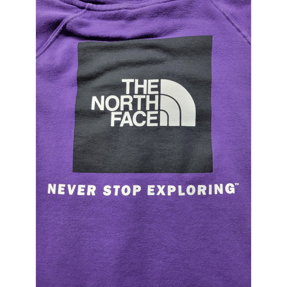 The North Face Womens Purple Box Logo Hoodie NF0A3RW3 Never Stop Exploring S